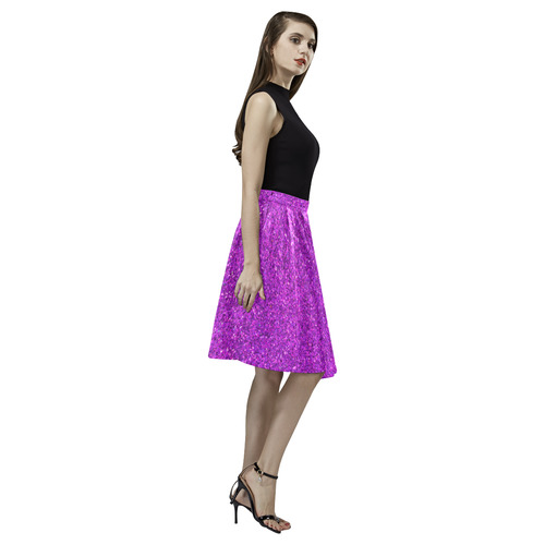 purple glitter Melete Pleated Midi Skirt (Model D15)