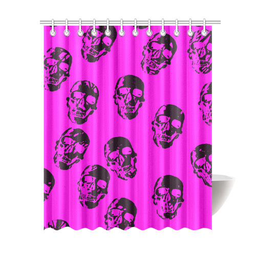 Hot Skulls,hot pink by JamColors Shower Curtain 69"x84"