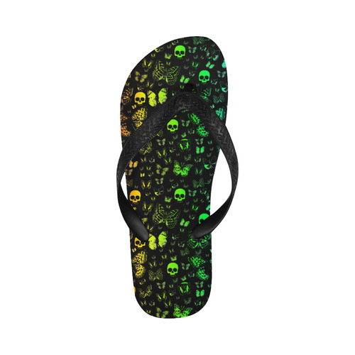 Colorful Skulls & Butterflies Flip Flops for Men/Women (Model 040)