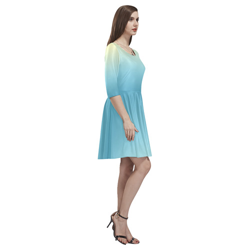 Pastel Ombre Gradient Tethys Half-Sleeve Skater Dress(Model D20)
