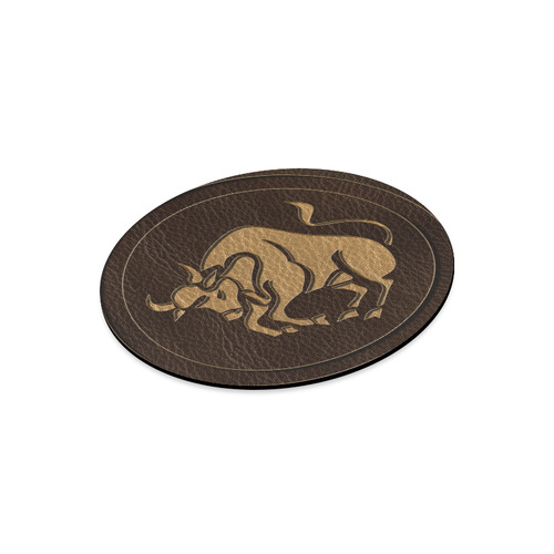 Leather-Look Zodiac Taurus Round Mousepad