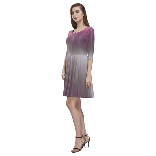 Purple Ombre Gradient Tethys Half-Sleeve Skater Dress(Model D20)