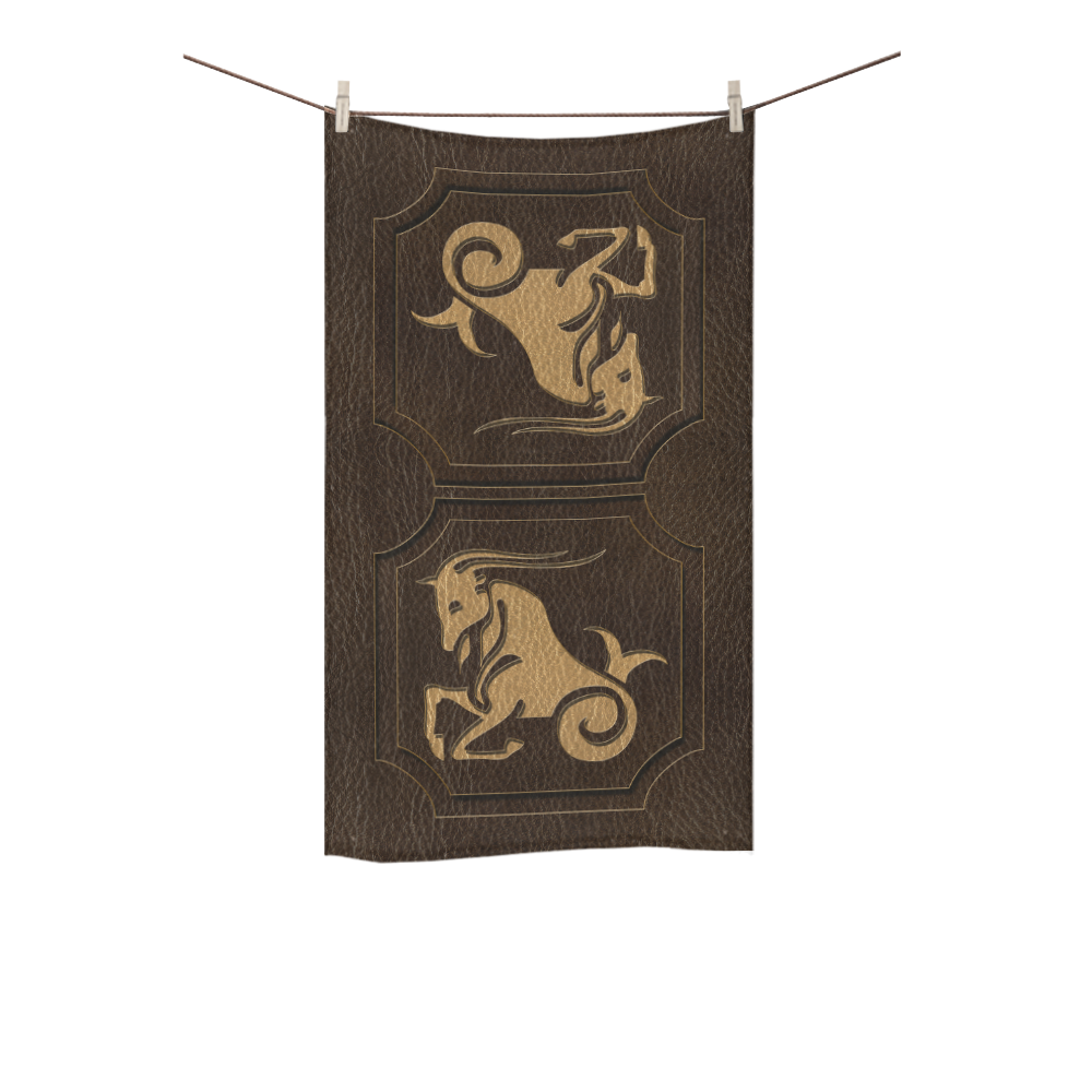 Leather-Look Zodiac Capricorn Custom Towel 16"x28"