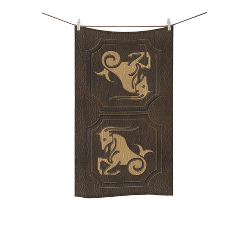 Leather-Look Zodiac Capricorn Custom Towel 16"x28"