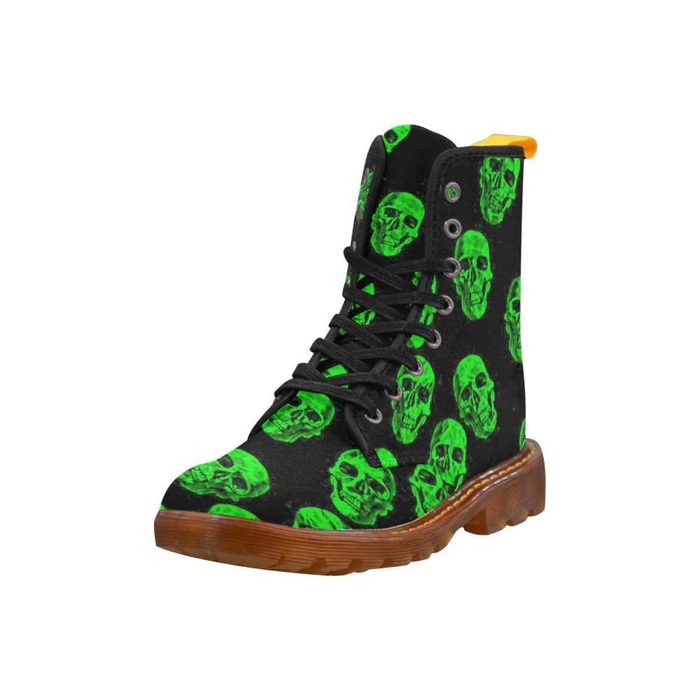 Hot Skulls, green by JamColors Martin Boots For Women Model 1203H