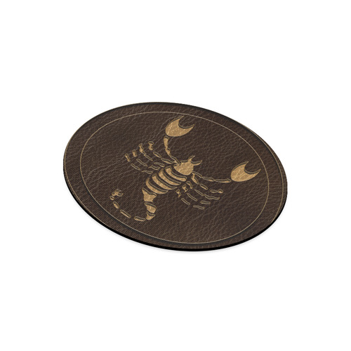 Leather-Look Zodiac Scorpio Round Mousepad