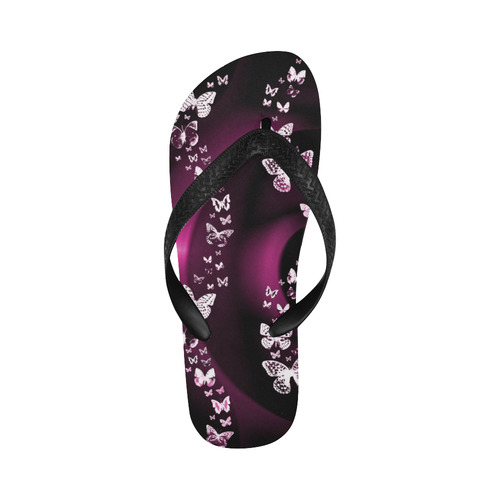 Pink Butterfly Swirl Flip Flops for Men/Women (Model 040)
