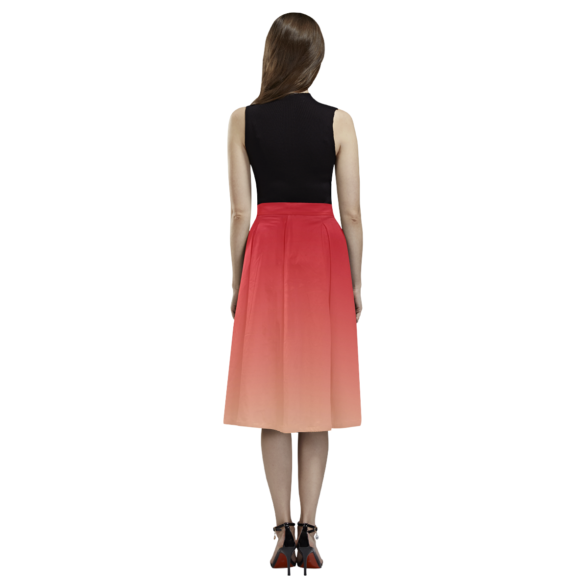 Red Ombre Gradient Aoede Crepe Skirt (Model D16)