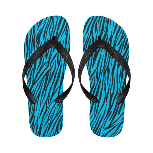 Blue Zebra Stripes Fur Pattern Flip Flops for Men/Women (Model 040)