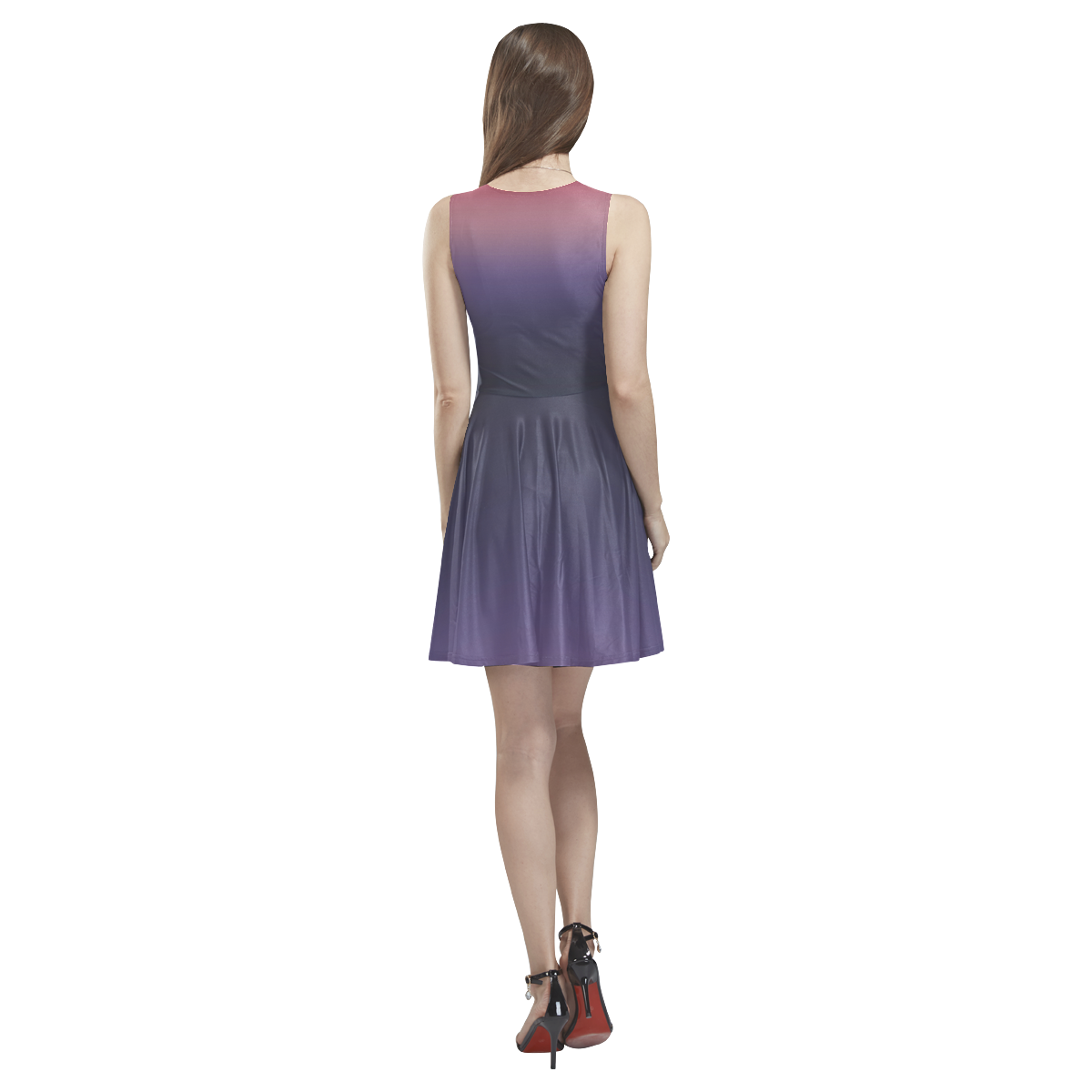 Purple Ombre Gradient Thea Sleeveless Skater Dress(Model D19)