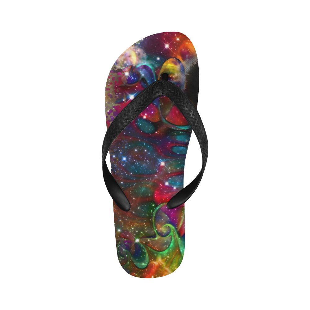 Psychedelic Flower Power Galaxy PANDA Painting Flip Flops for Men/Women (Model 040)