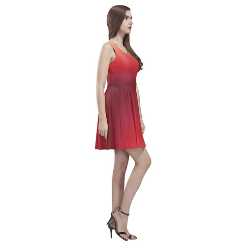 Red Ombre Gradient Thea Sleeveless Skater Dress(Model D19)
