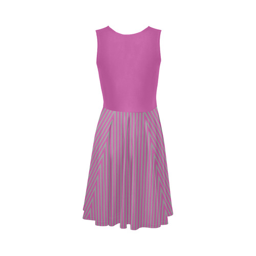 Pink and Grey Stripes Sleeveless Ice Skater Dress (D19)