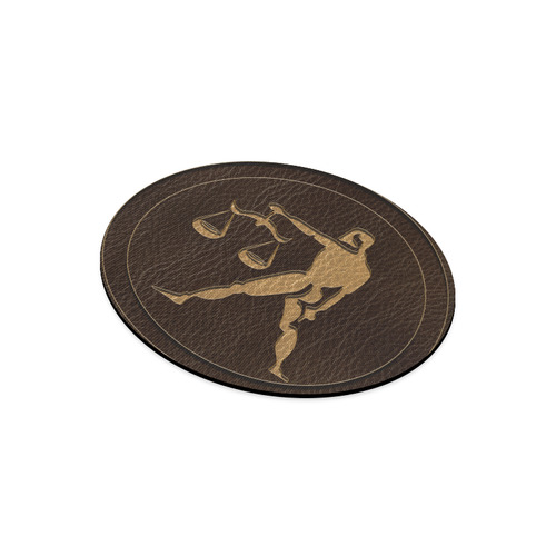 Leather-Look Zodiac Libra Round Mousepad