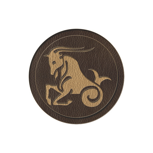 Leather-Look Zodiac Capricorn Round Mousepad