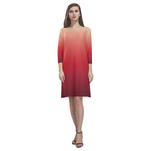 Red Ombre Gradient Rhea Loose Round Neck Dress(Model D22)