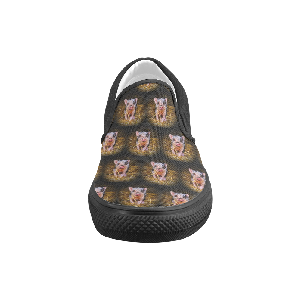 cute animal drops - piglet by JamColors Men's Slip-on Canvas Shoes (Model 019)