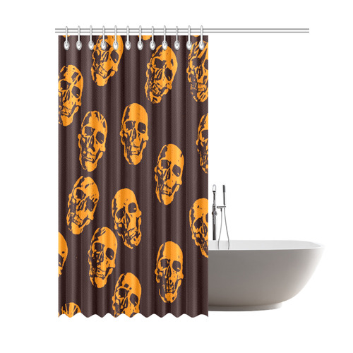 Hot Skulls,orange by JamColors Shower Curtain 69"x84"