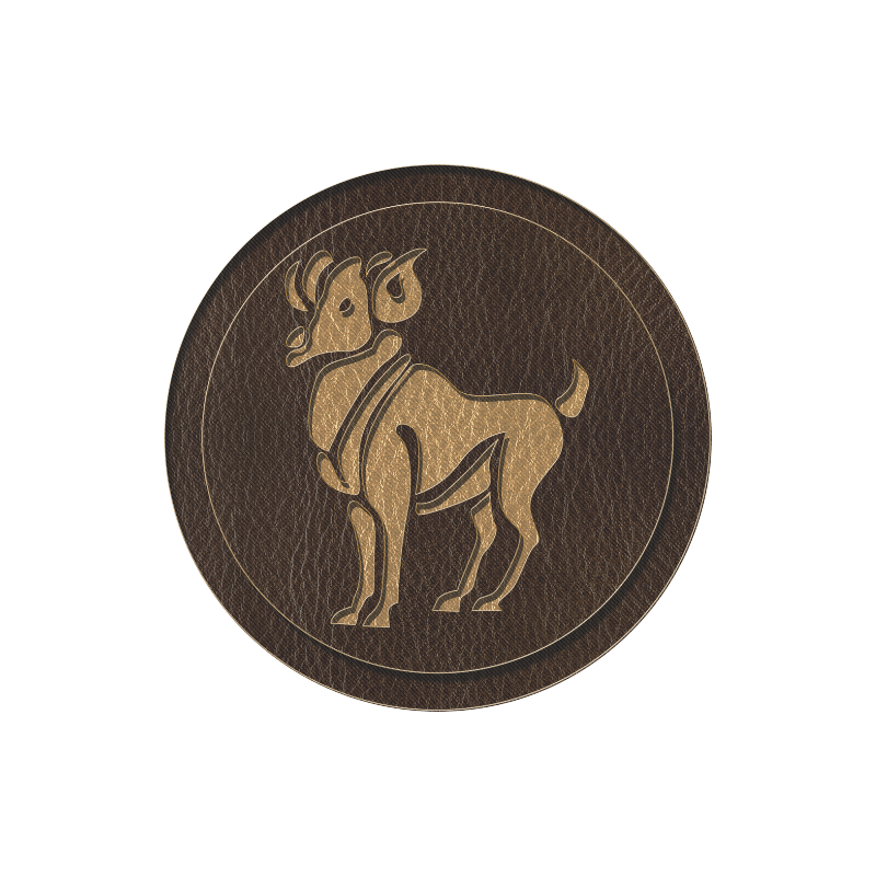 Leather-Look Zodiac Aries Round Mousepad