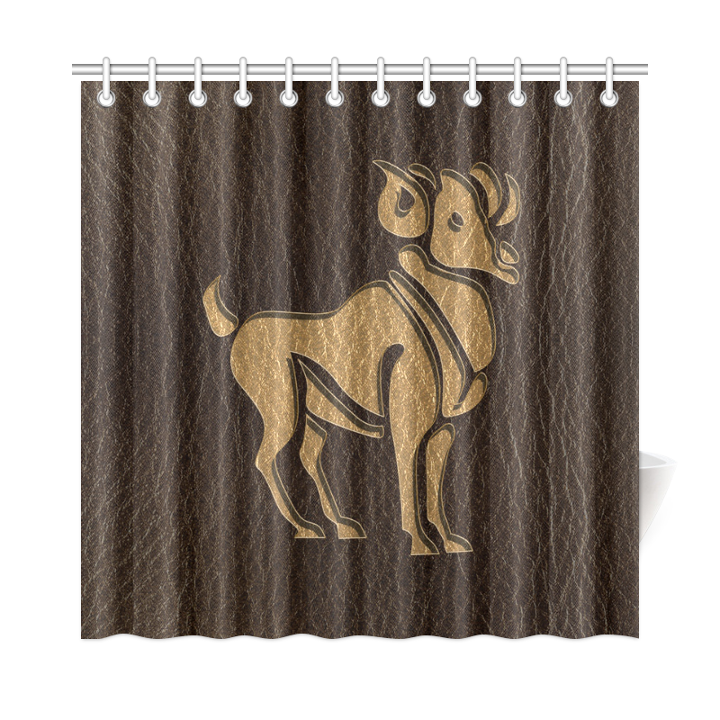Leather-Look Zodiac Aries Shower Curtain 72"x72"