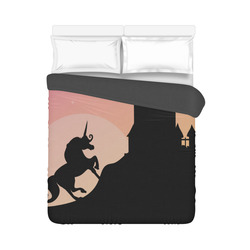 Castle Unicorn Silhouette Pink Duvet Cover 86"x70" ( All-over-print)