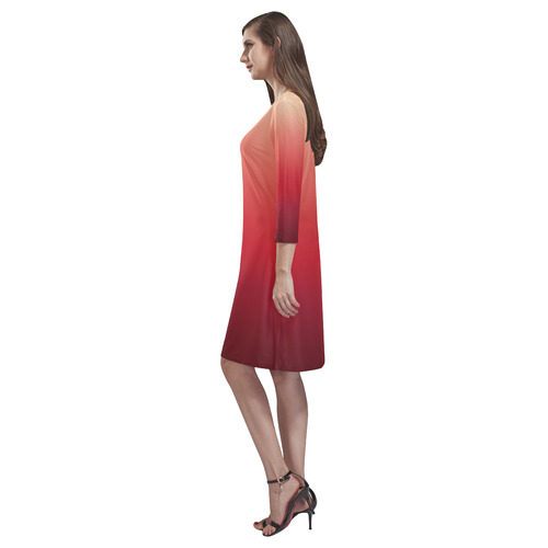 Red Ombre Gradient Rhea Loose Round Neck Dress(Model D22)