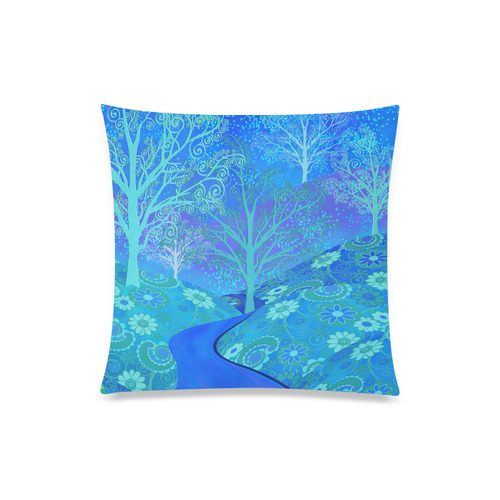 Square Decor Pillow Colorful Blue Forest Flower Design by Juleez Custom Zippered Pillow Case 20"x20"(Twin Sides)