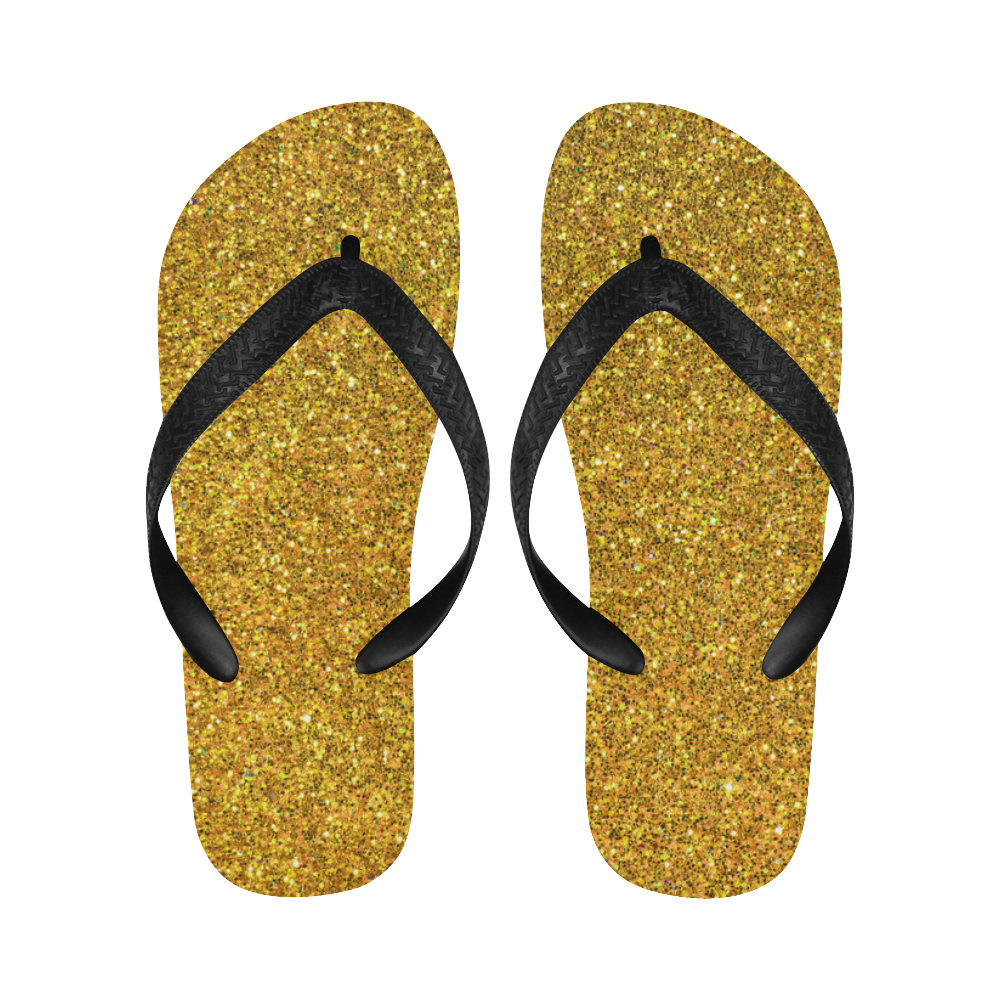 yellow glitter Flip Flops for Men/Women (Model 040)