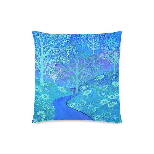 Square Decor Pillow Colorful Blue Forest Flower Design by Juleez Custom Zippered Pillow Case 18"x18"(Twin Sides)