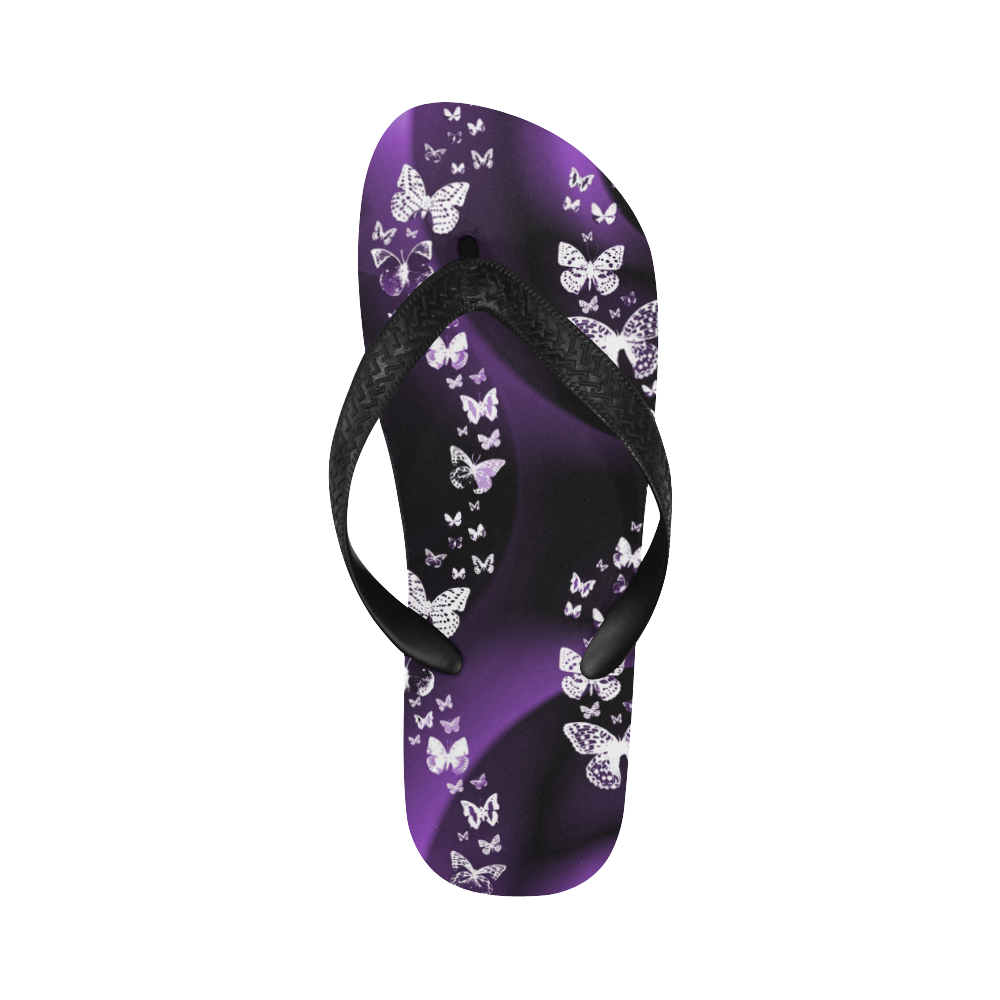 Purple Butterfly Swirl Flip Flops for Men/Women (Model 040)
