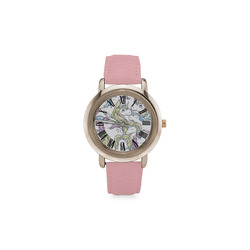 Group Of Unicorns Women's Rose Gold Leather Strap Watch(Model 201)