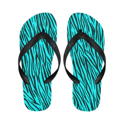 Turquoise Zebra Stripes Fur Pattern Flip Flops for Men/Women (Model 040)