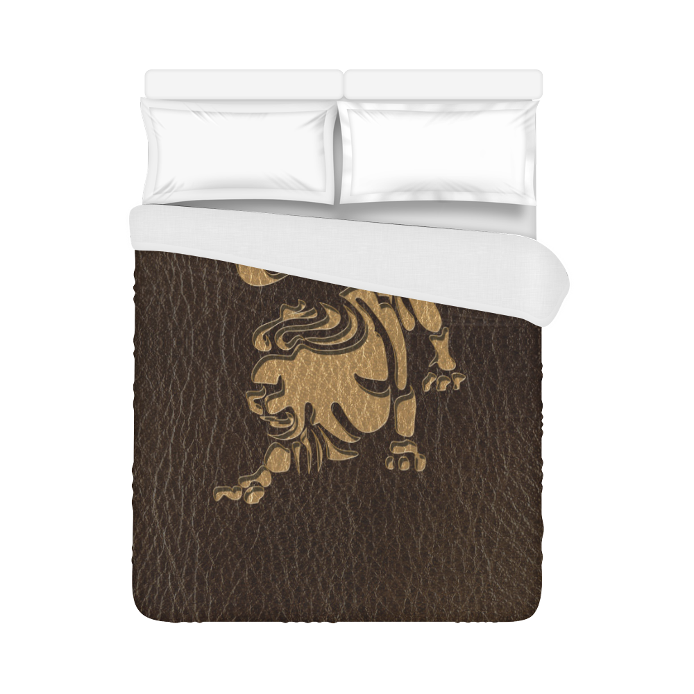 Leather-Look Zodiac Leo Duvet Cover 86"x70" ( All-over-print)