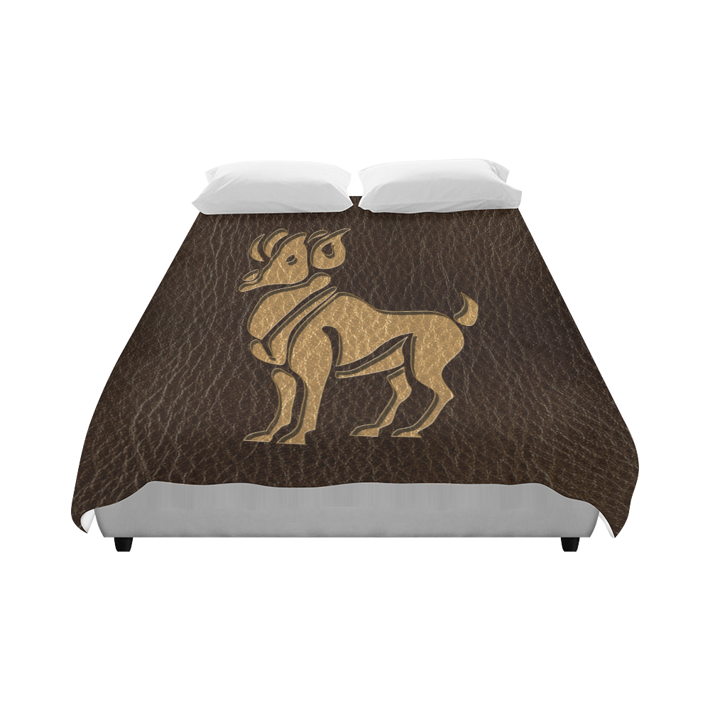 Leather-Look Zodiac Aries Duvet Cover 86"x70" ( All-over-print)