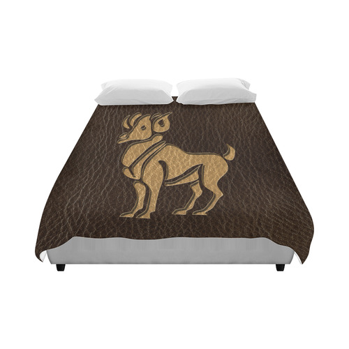 Leather-Look Zodiac Aries Duvet Cover 86"x70" ( All-over-print)