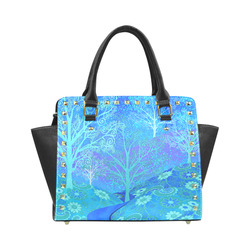 Shoulder bag Handbag Colorful Print Blue Forest Flower Purse by Juleez Rivet Shoulder Handbag (Model 1645)