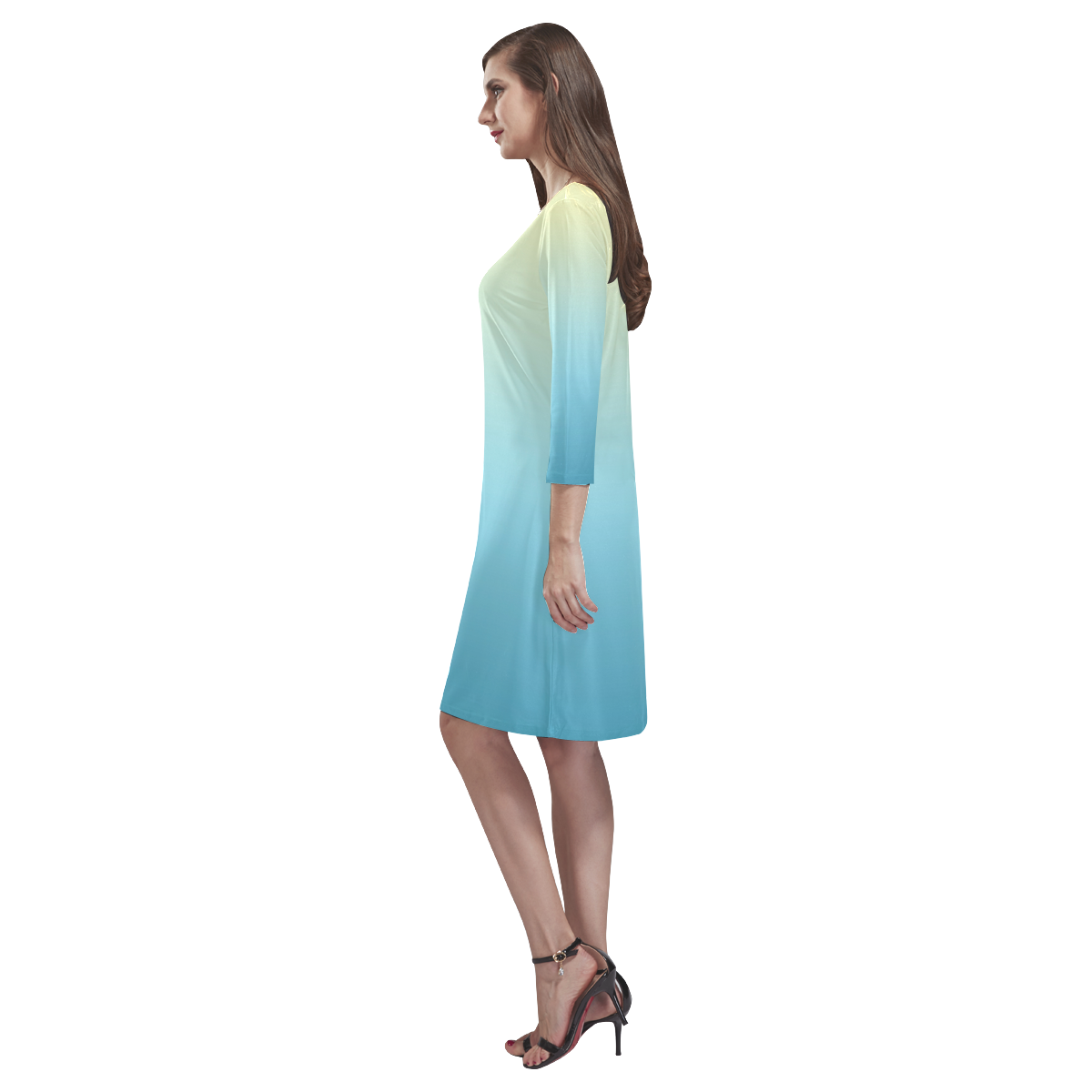 Pastel Ombre Gradient Rhea Loose Round Neck Dress(Model D22)