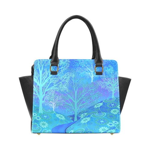 Shoulder bag Handbag Colorful Print Blue Forest Flower Purse by Juleez Rivet Shoulder Handbag (Model 1645)