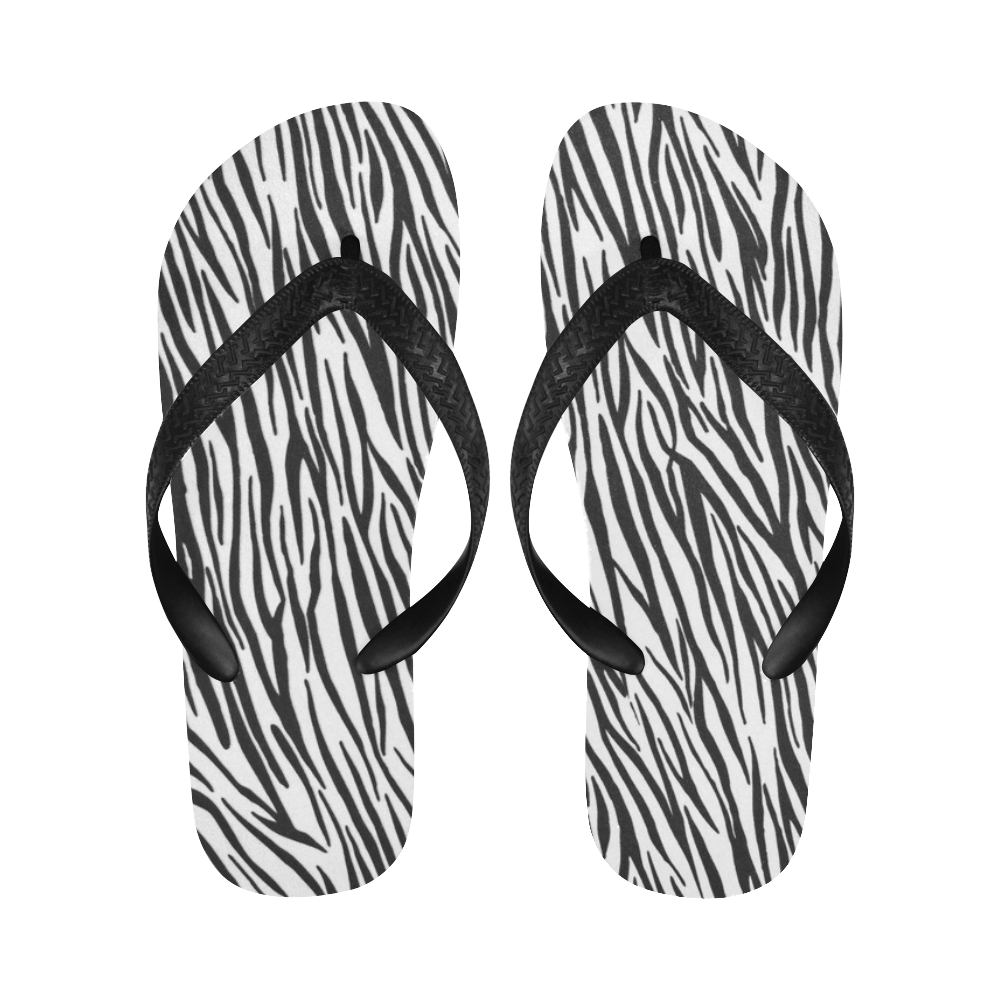 Zebra Stripes Fur Pattern Flip Flops for Men/Women (Model 040)
