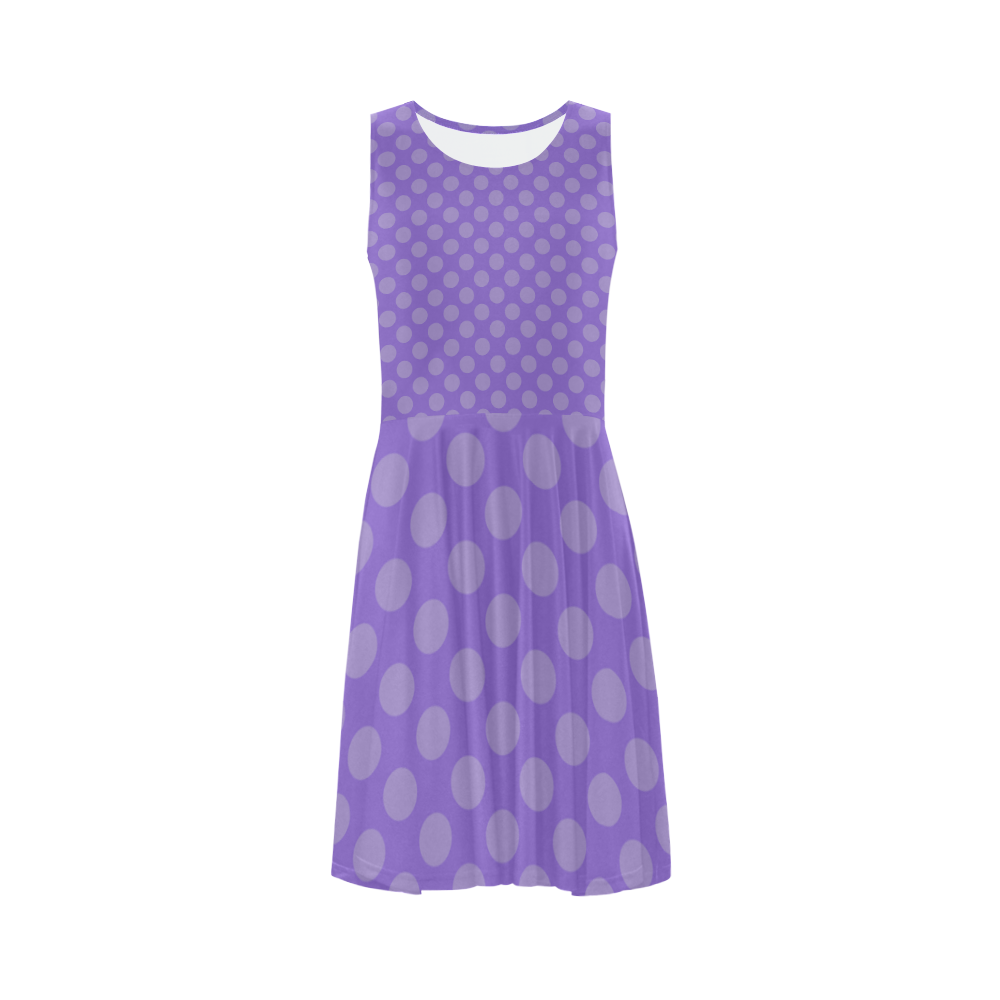 Lilac Polka Dots Sleeveless Ice Skater Dress (D19)