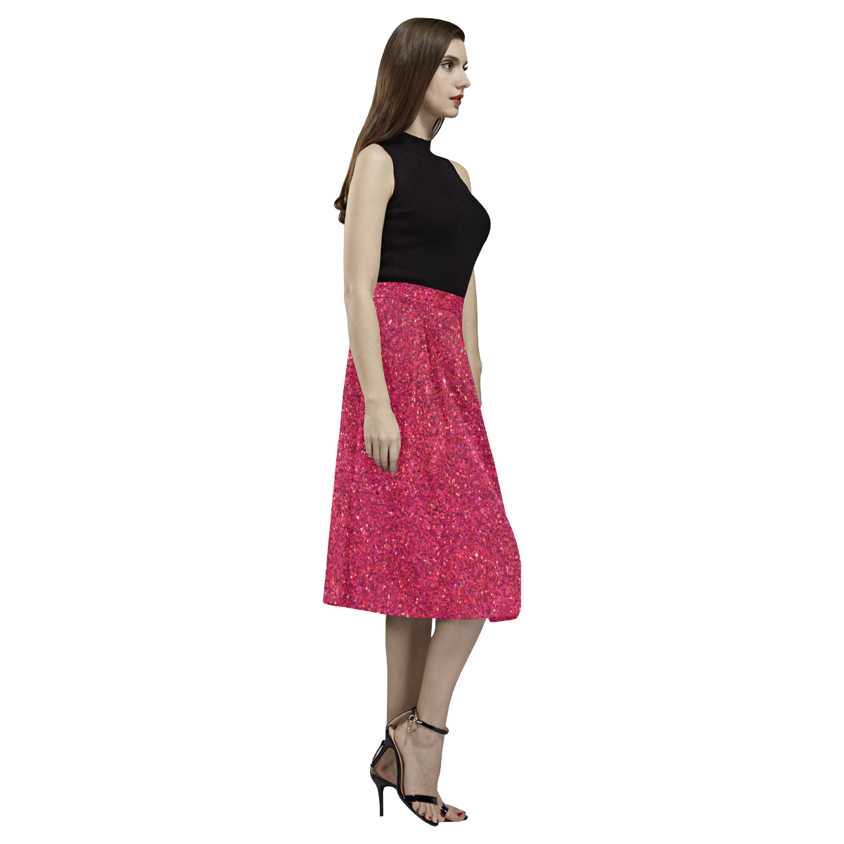 pink glitter Aoede Crepe Skirt (Model D16)