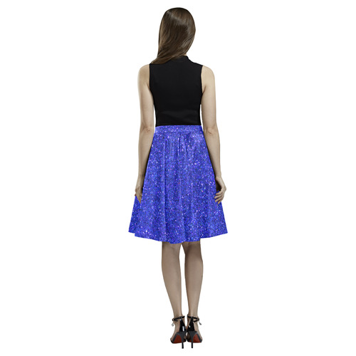 blue glitter Melete Pleated Midi Skirt (Model D15)