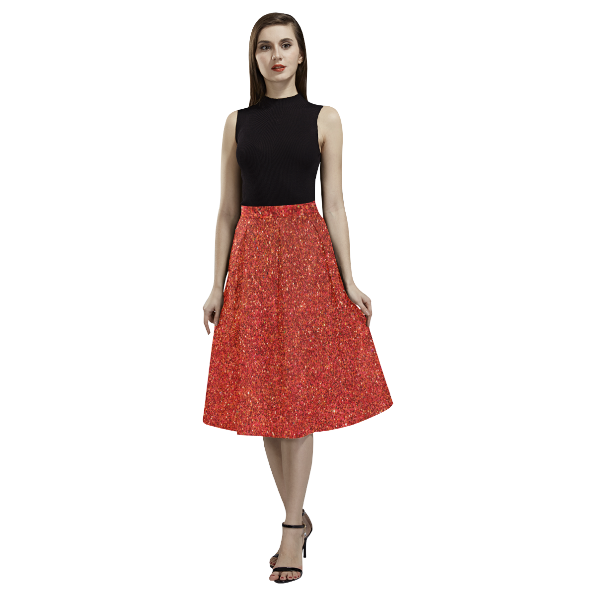 red glitter Aoede Crepe Skirt (Model D16)