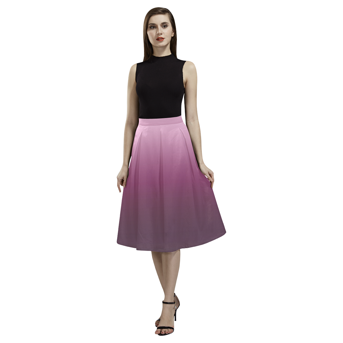 Purple Ombre Gradient Aoede Crepe Skirt (Model D16)