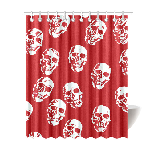 Hot Skulls,red white by JamColors Shower Curtain 69"x84"
