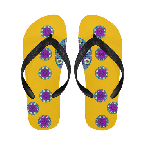 Sweet as candy and yellow Flip Flops for Men/Women (Model 040)