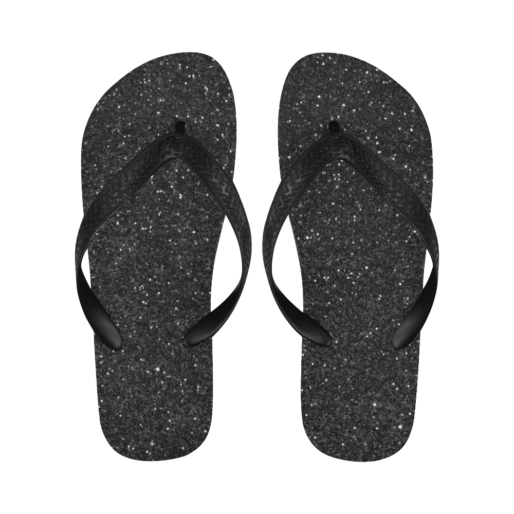 black glitter Flip Flops for Men/Women (Model 040)