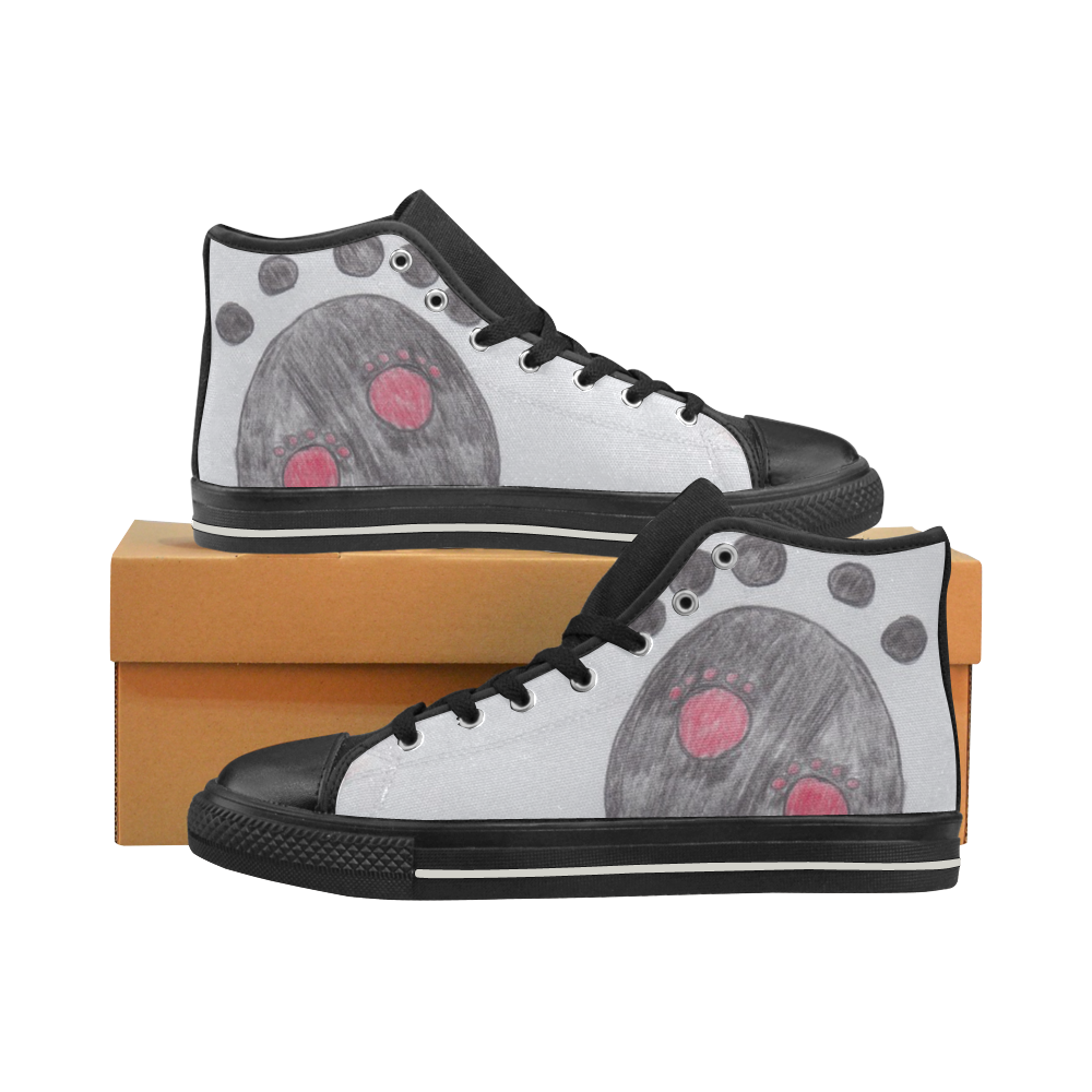 Paw Print Women's Classic High Top Canvas Shoes (Model 017)