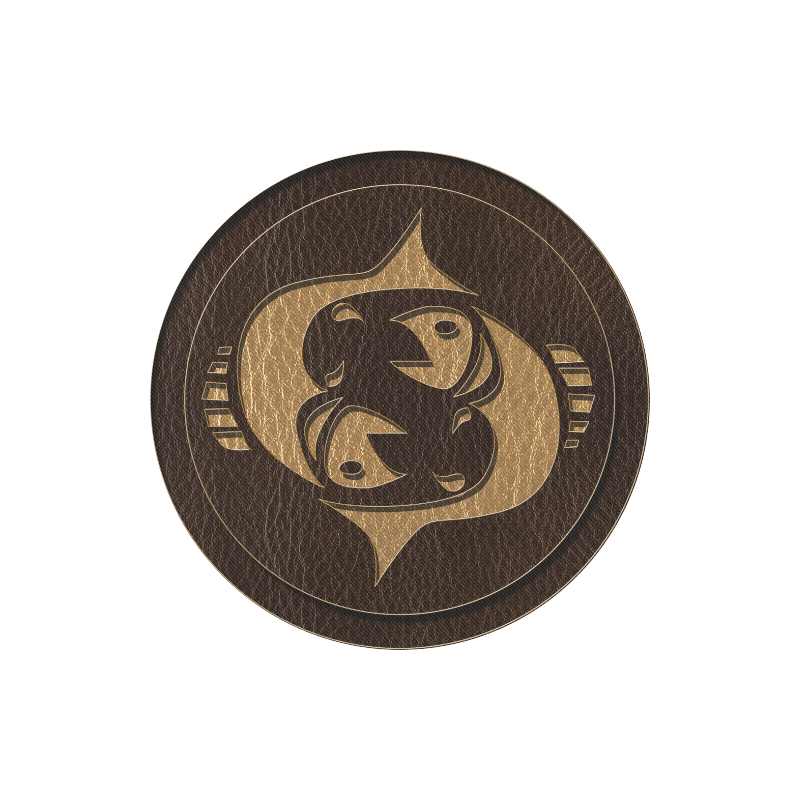 Leather-Look Zodiac Pisces Round Mousepad
