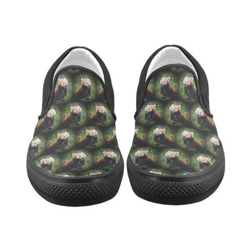 cute animal drops - red panda by JamColors Men's Slip-on Canvas Shoes (Model 019)